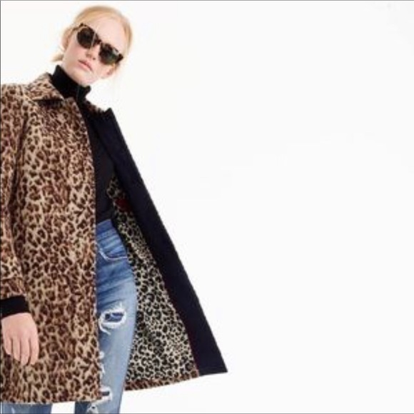 j crew snow leopard coat